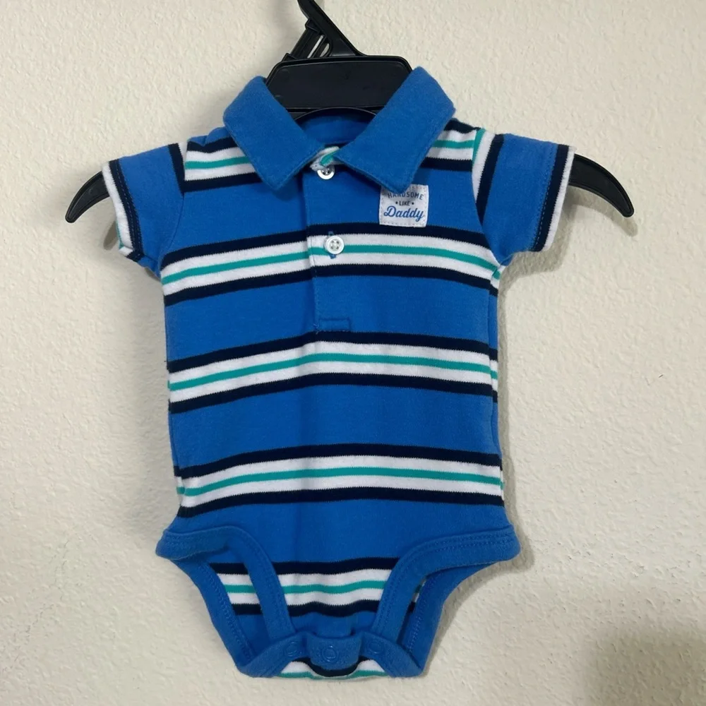 Carter's Blue and White Striped Bodysuit